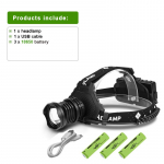 60000LM V&otilde;imas LED pealamp Suure v&otilde;imsusega laetav esituli Veekindel pealamp Kalastusmatkamine Pealamp B-18650 battery