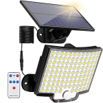P&auml;ikeseenergia v&auml;livalgusti 106 LED-iga P&auml;ikese liikumisanduriga Turvavalgusti puldiga IP65 veekindel 220&deg; laia nurga all 4 režiimi Seinalamp