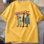 Muusikab&auml;nd Gorillaz Punk Rock T-s&auml;rk Naiste suvi 90-ndate Crew Kaelusega Puuvillane L&uuml;hikeste Varrukatega T-s&auml;rk Riided Retro Y2K Riietus T-s&auml;rk L