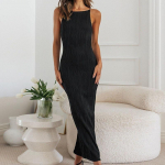 Retro suvine varrukateta naiste kleit Slim Fit seljataga peokleit naistele Mood Elegantne k&otilde;rge v&ouml;&ouml;kohaga vabaajakleidid Naiste riided 24470 L must