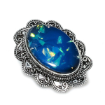 Natural Blue Triplet Opal Gemstone 925 Sterling Silver Jewelry Ring Size 8 u5z73