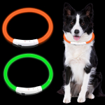 2tk Laetav LED-valgusega kaelarihm Koera reguleeritava pikkusega kaelarihm 3 valgustusrežiimiga, veekindel valguskaelarihm koertele ja kassidele One Size Fits All valge