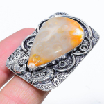 Natural Fossil Coral Gemstone Handmade 925 Sterling Silver Ring Size 7 q8e86
