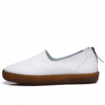 moodne naturaalsest nahast madalad kingad vabaaja slip-on mokassiinid naiste kingad mugavad pehme tallaga lamedad kingad vintage stiil naiste jalatsid 4 valge