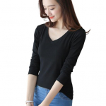 Naiste T-s&auml;rk Crew/V-kaelusega Slim Fit pullover, pikkade varrukatega veniv, hoiab soojas &uuml;hev&auml;rviline naiste s&uuml;gisene t-s&auml;rk igap&auml;evane riietus M