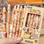 6 tk Kawaii armas Capybara geelpliiatsi komplekt Multikas kiiresti kuivav pressimine neutraalsed pastakad Esteetilised kirjatarbed kooli kontoritarbed 6