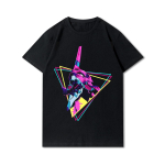 Suured suurused Evangelion tr&uuml;kiga unisex T-s&auml;rgid &uuml;mara kaelusega puuvillased topid suvised anime vabaaja mustad T-s&auml;rgid 2XL