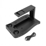 PS4 VR laadimisjaama alus, dokk-aluse laadimisaluse hoidik, multifunktsionaalne USB dokkimisjaam sinise valgusega 2 laadimispesaga PS4 VR kontrolleri jaoks 27*16*3cm must