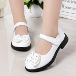 Mood mitmek&uuml;lgsed t&uuml;drukute nahast kingad Kevad- ja s&uuml;gisene Korea versioon V&auml;ikese t&uuml;druku v&auml;ikese printsessi kingad Laste &uuml;ksikud kingad Performance-kingad 26 yards inner length 16.4 cm valge