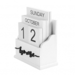 Puidust lauakalendri plokk Perpetual Calendar Home Office Tabletop Decor Mini valge