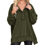 Naiste dressipluus, n&ouml;&ouml;p, &uuml;mmargune kaelus, pikad varrukad, elastne mansett, vaba &uuml;hev&auml;rviline, ebaregulaarne &auml;&auml;ris, pullover, vabaaja sportlik topp M must