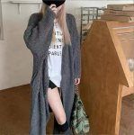Naiste s&uuml;gis- ja talvine pika keerdumisega kardigan kampsun one size fits all gray