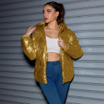 Talvine Trendikas L&auml;ikiv Kapuutsiga Sulejope Naised Pikkade Varrukatega &Uuml;hev&auml;rviline Slim Fit Puuvillane Soe Parka Jakk L kuld