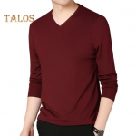 Meeste s&uuml;gis, kevadine topp V kaelusega, pikkade varrukatega, puhas v&auml;rv Slim Fit &otilde;huke pullover T-s&auml;rk igap&auml;evane riietus Sport koduriided XL