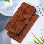 Lily Fower reljeefne klapp-nahast &uuml;mbris Sony Xperia 10VI 5V 5VI 1VI ACE3 5III 10III tugijalaga rahakoti kaardipesade katte&uuml;mbris Sony Xperia L4 XZ3 jaoks Sony Xperia 10 VI pruun
