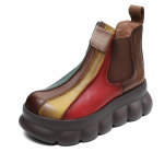 Johnature Rainbow ehtsast nahast l&uuml;hikesed saapad Chelsea Wedge Heel paksu tallaga veekindlad naiste saapad 35 pruun