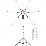 Paindlik 6-haruline LED-videovalgusti 60W Fotograafia t&auml;itevalgusti 3000K/4000K/6000K Kahev&auml;rviline reguleeritav koos EU Plug
