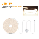 Ultra Bright 5V COB neoonvalgusega LED-riba koos PIR-liikumisanduri l&uuml;litiga 320led/m K&ouml;&ouml;gis j&otilde;ulude taustavalgustusega lampide kaunistamiseks 5M