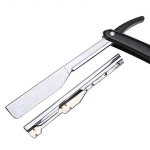 Vintage puidust k&auml;epidemega karvaeemaldust&ouml;&ouml;riistad Vana habemeajamisnuga komplekt roostevabast terasest juuksuri pardel Sirge servaga kokkuklapitav kingitus