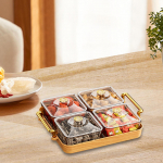 Sektsiooniline serveerimisalus kaanega kommip&auml;hklikonteiner kuivatatud puuviljade toidu hoiukarp pulmadeks 4 Compartments