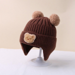 1 tk Talvine Beanie M&uuml;ts Cartoon Bear k&otilde;rvakaitsega kootud m&uuml;ts v&auml;ikelastele poistele t&uuml;drukutele beež
