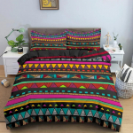 Boheemlaslik voodipesukomplekt Etnilise stiiliga tekikott Lilleline lohukott, &uuml;hekordne kaheinimesevoodi King-size tekikate koos padjap&uuml;&uuml;riga 70x133cm 2pcs