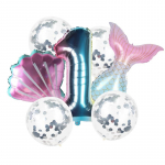 8pcs Little Mermaid Party Balloons Girl Birthday Party Decorations Number Balloon Decor 1 2 3 4 5 6 7 8 9 years old Supplies