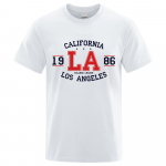 California 1986 Los Angeles, mees, naiste T-s&auml;rgid Hip Hop lahtine s&auml;rk USA linna t&auml;navatopsid hingav puuvillane &uuml;lisuur riietus S kollane