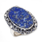 Natural Lapis Lazuli Gemstone 925 Sterling Silver Jewelry Ring Size 9 z4b71