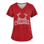 Naiste moe j&otilde;ulutr&uuml;kiga l&uuml;hikeste varrukatega V-kaelusega v&auml;ike t&ouml;&ouml; T-s&auml;rk M roheline