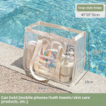 Suur l&auml;bipaistev reisi tualett-tarvete kott &ndash; veekindel PVC ranna- ja vannihoiuk&auml;ekott snap button handheld beach bag beež