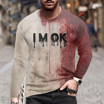 Meeste moodne pikkade varrukatega &uuml;markaelus Halloweeni tr&uuml;kitud vabaaja s&auml;rk XXL