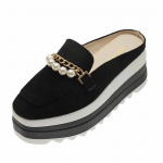 Kettidega Naiste Sussid Mood Naiste Kingad 7cm Kontsaga Suede Platvorm Mugavad Loaferid Baotou Vabaaja V&auml;lisjalatsid Muulad Sussid 35