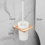 Must WC-harjahoidja komplekt Puidust alumiiniumist seinale kinnitatav antiikne tualett-vannituba Vastupidav keraamiline tassi WC-harjade riiulikomplekt must