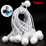 10 tk Bungee pallid presendile, l&otilde;uendile, markiisile, lipuvardale, n&ouml;&ouml;riotsad, elastne k&ouml;is, paadi poole kinnitamiseks, telkimistarvikud 10cm*3.5mm valge