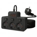 EL-i vahelduvvoolu pistiku toiteriba seinale kinnitatav s&otilde;ltumatu l&uuml;liti, 1,8 M Euroopa standardne pistik USB C laadimisv&otilde;rgu filtriga Adapt