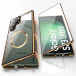 360&deg; t&auml;ielikult suletud objektiivi klaas Samsung Galaxy S25 S24 S23 S22 S21 Ultra Plus &uuml;mbrise alumiiniumsulamist magnetilise salvkapi kaitsekate For Samsung S25 Ultra kuld