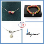 Pierres et Min&eacute;raux. Parure bijoux Bracelet Collier 2 Perles Tourmaline melon d'eau 8 mm. Taille personnalisable.