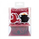 Kit d&eacute;co Sorcier - SCRAPCOOKING - 24 caissettes et 24 cake toppers sorcier