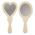 Miroirs &agrave; main en bois - Set de 2 pi&egrave;ces - R&eacute;f 577160 - Couleur Beige - Chambre - Forme Ovale - Public Adulte