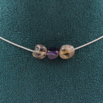 Pierres et Min&eacute;raux. Collier 3 perles Auralite du Canada. Chaine en acier inoxydable Collier femmes, hommes. Taille personnalisable.