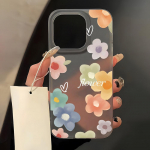 Mobiiltelefoni&uuml;mbrised iPhone 11 13 15 Pro Max 12 14 Pro Max &uuml;mbrisele iPhone 16 15 Plus 13 Pro 12 j&auml;&auml;tunud tekstuuriga maalitud koomiksililled iPhone 11 valge