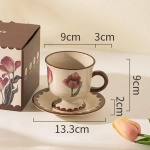 Peen Tulbi Keraamiline Kohvitass Taldrikukomplekt Kerge Luksus Restoran P&auml;rastl&otilde;unatee Kohvitassid K&otilde;rgekvaliteediline Kontori Vabaaja Veetass 250ml