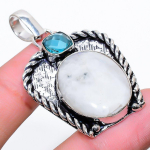 Rainbow Moonstone, Topaz 925 Sterling Silver Jewelry Pendant 1.97 q6z36