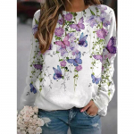 YYFS naiste moe vabaaja kevad-s&uuml;giseste lillemustritega pikkade varrukatega O-kaelusega pluusid ja s&auml;rgid S