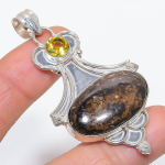 African Moss, Citrine Handmade 925 Sterling Silver Jewelry Pendant 2.64 v8f05