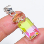 Bi-Color Tourmaline, Morganite Handmade 925 Sterling Silver Pendant 1.77 v6m42