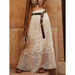 Suvine pitsist patchwork A-l&otilde;ikeline seelik naistele kudumispitsist pikk &uuml;hev&auml;rviline &otilde;&otilde;nes seksikas &otilde;&otilde;nes stiil lahtine p&otilde;hiline One Size beež