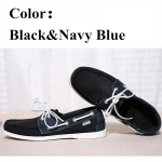 Men Women Genuine Leather Docksides Classic Boat Shoes,Homme Femme Navy Blue-Red Plus Size 36-46 Brand Flats Loafers A085 37