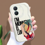 Armas koomiksimustriga kreemjas tekstuuriga korpus, lainelise servaga pehme silikoonkaanega telefoni&uuml;mbris Vivo jaoks Vivo Y7S puhas